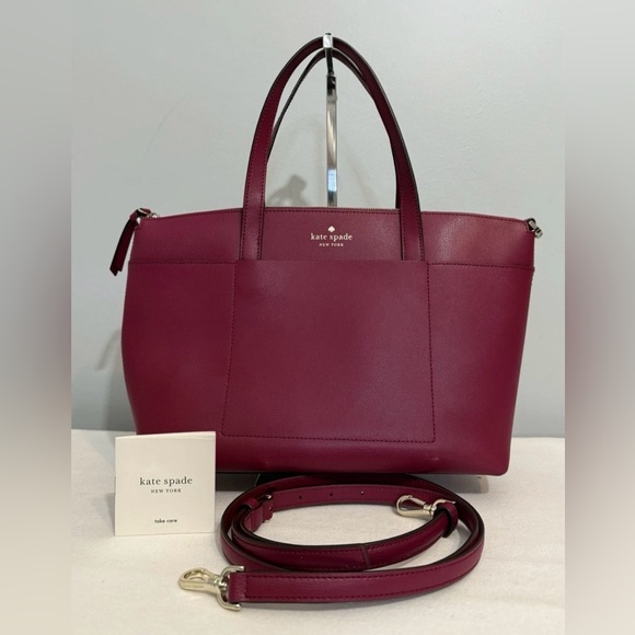 kate spade Handbags - Kate Spade Patrice Satchel Crossbody Bag Deep Red Cranberry Leather